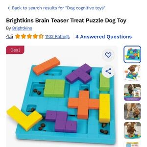 Brightkins Brain Teaser Treat Puzzle Dog Toy